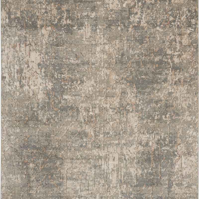 Quarry QUA03 Abstract Distressed Runner Rugs in Beige Grey