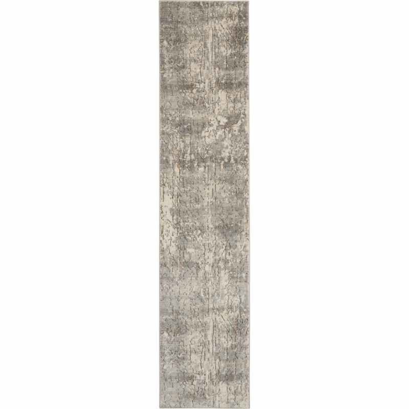 Quarry QUA03 Abstract Distressed Runner Rugs in Beige Grey