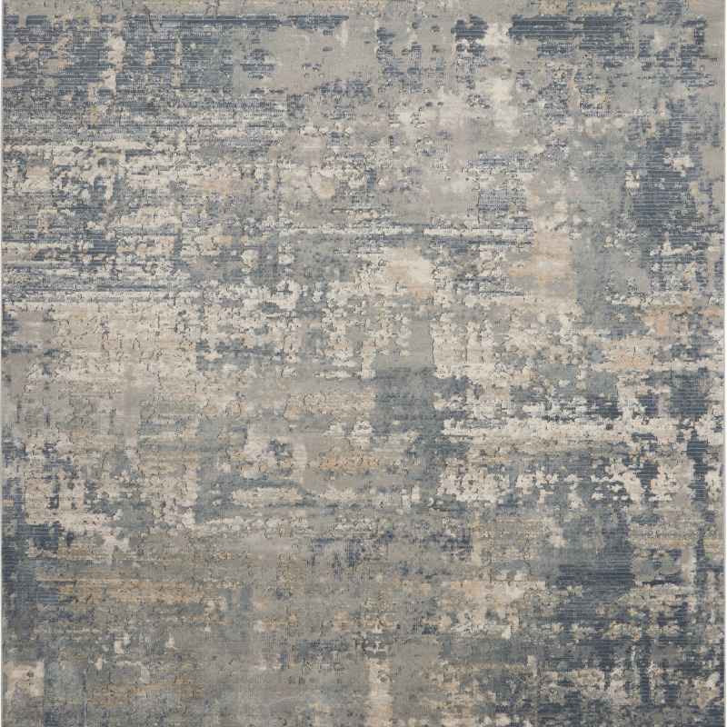 Quarry QUA04 Abstract Distressed Runner Rugs in Grey Beige