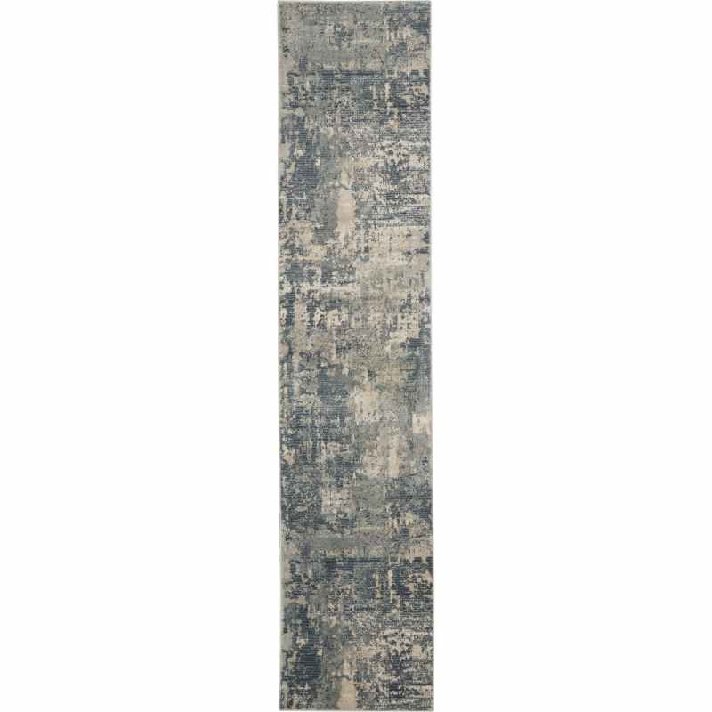 Quarry QUA04 Abstract Distressed Runner Rugs in Grey Beige