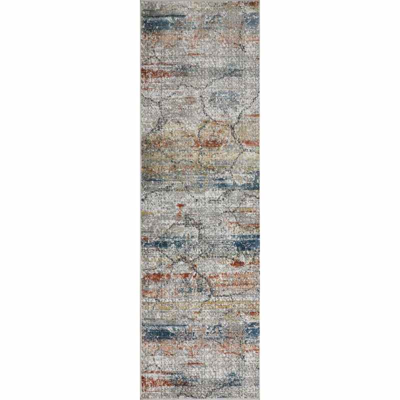 Rustic Textures RUS11 Abstract Runner Rugs in Multicolour