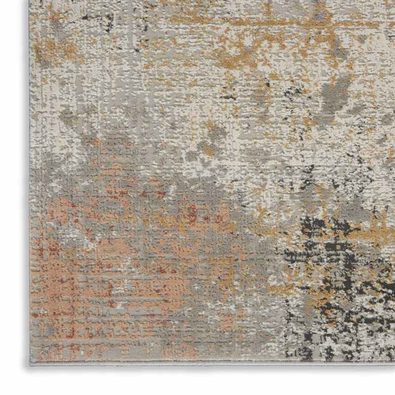 Rustic Textures RUS13 Abstract Runner Rugs in Grey Blue