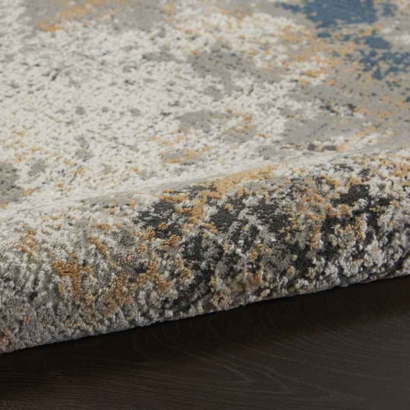 Rustic Textures RUS13 Abstract Runner Rugs in Grey Blue