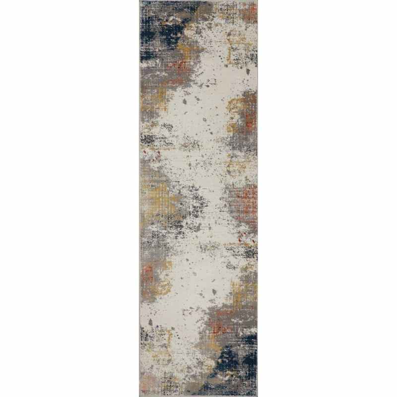 Rustic Textures RUS13 Abstract Runner Rugs in Grey Blue