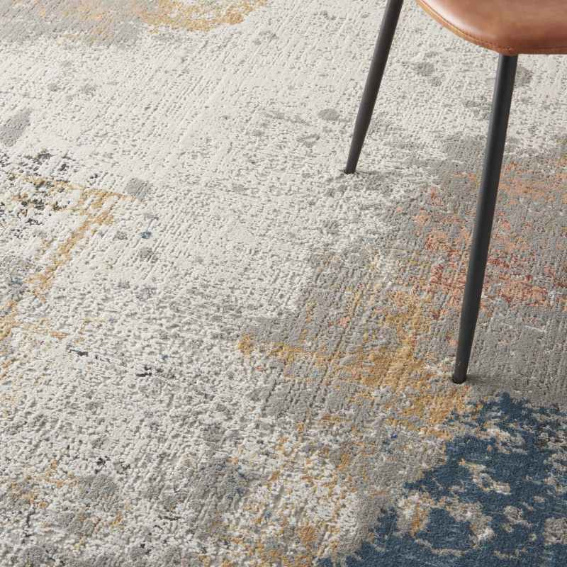 Rustic Textures RUS13 Abstract Rugs in Grey Blue