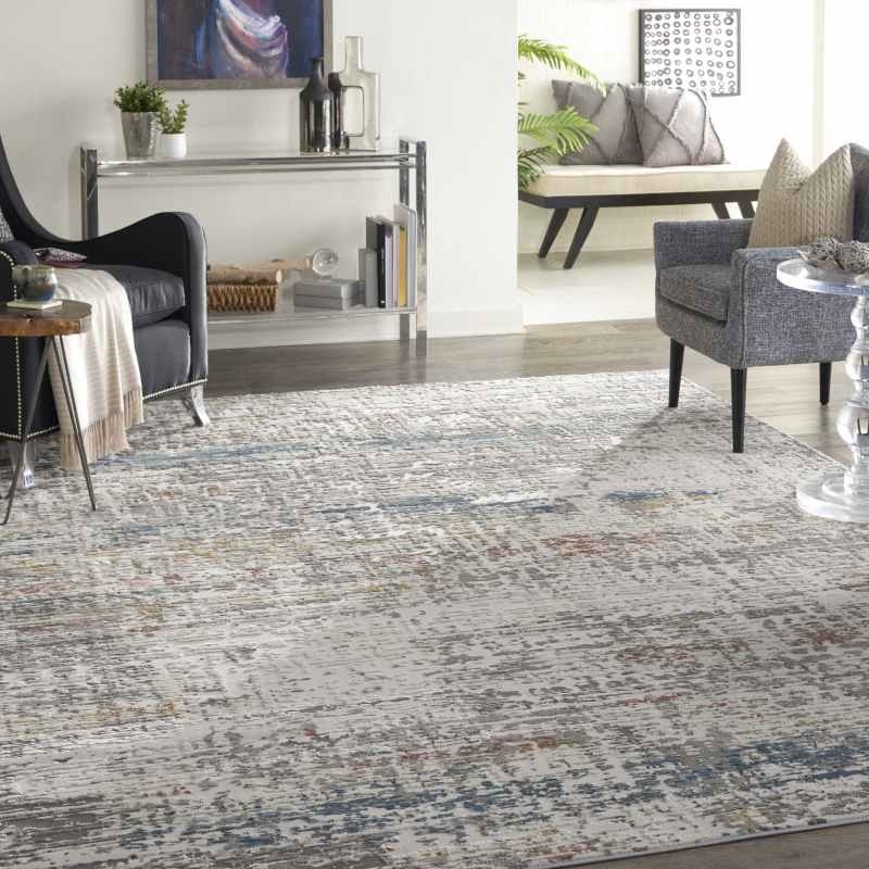 Rustic Textures RUS14 Abstract Rugs in Grey Multicolour