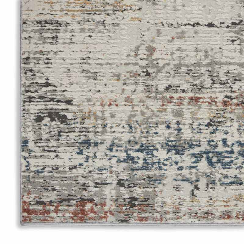 Rustic Textures RUS14 Abstract Runner Rugs in Grey Multicolour