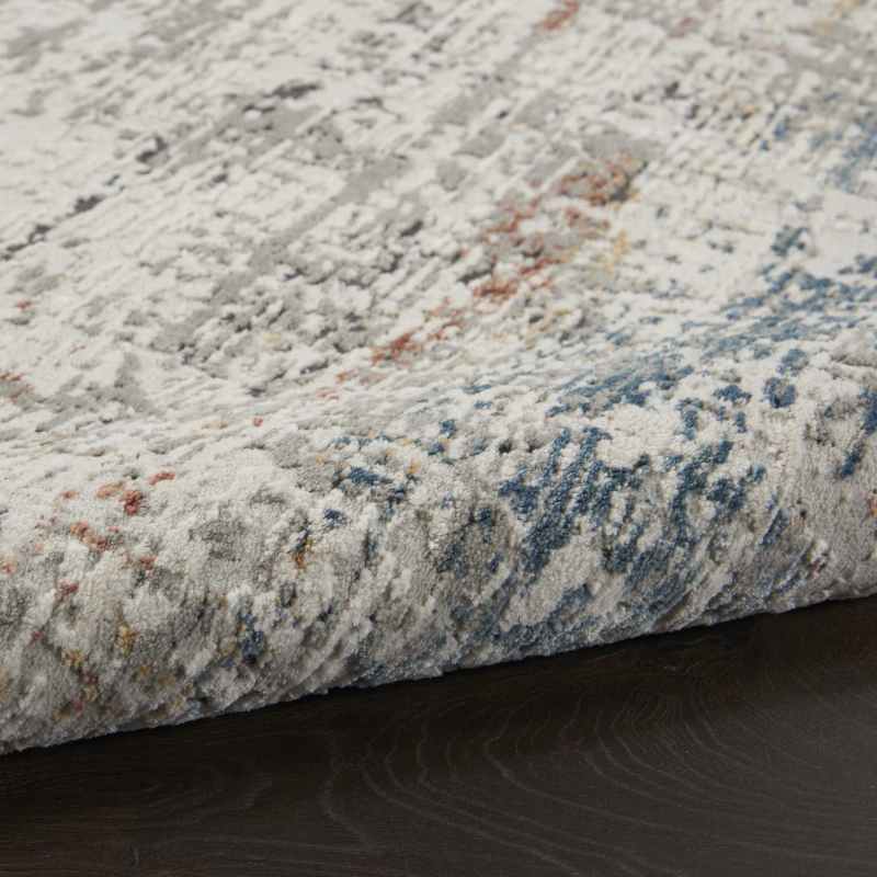 Rustic Textures RUS14 Abstract Runner Rugs in Grey Multicolour
