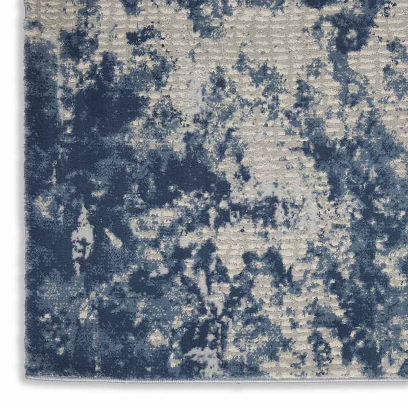 Rustic Textures RUS16 Abstract Runner Rugs in Grey Blue