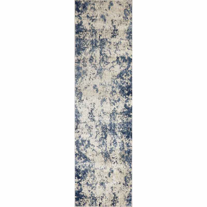 Rustic Textures RUS16 Abstract Runner Rugs in Grey Blue