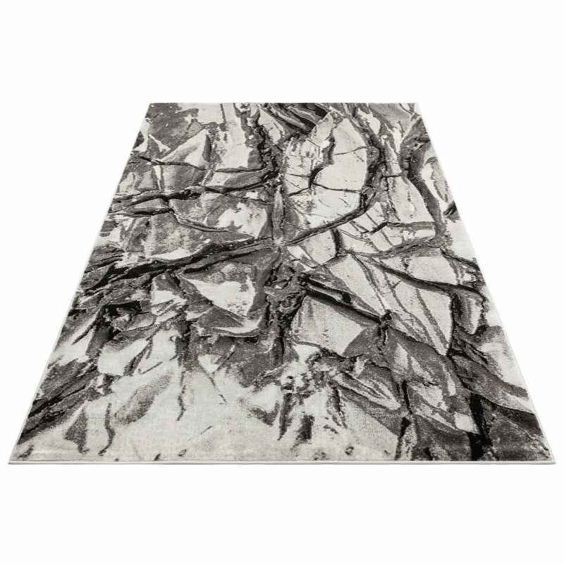 Blaze BLZ07 Abstract Marble Rugs in Silver Grey