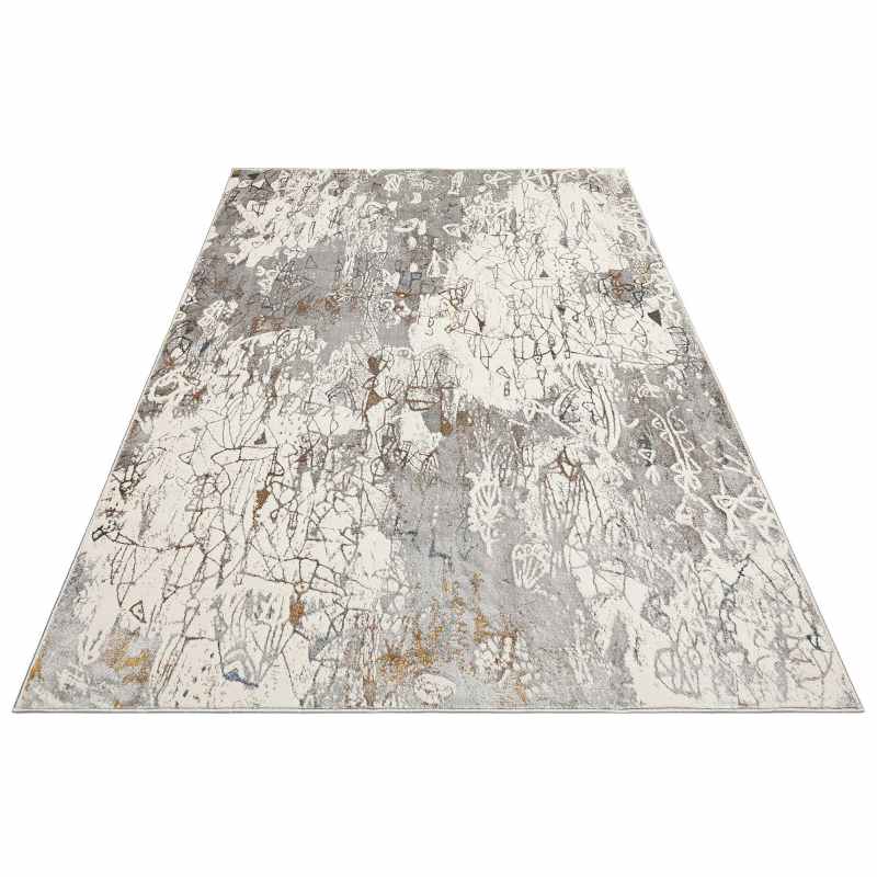 Dalia DAL07 Abstract Rugs in Ivory Silver Grey