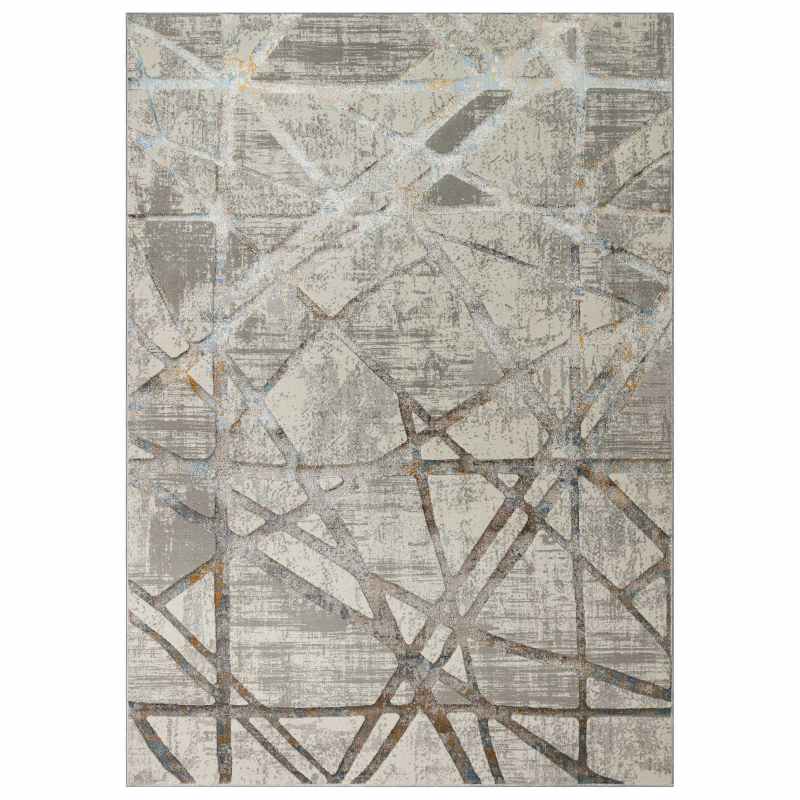 Dalia DAL08 Abstract Rugs in Ivory Silver