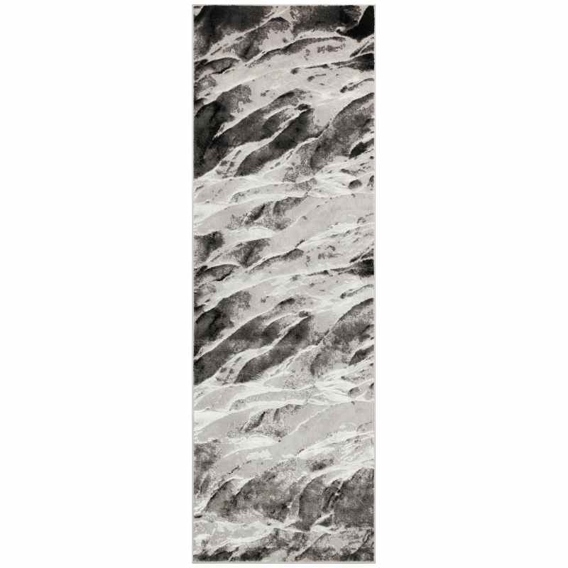 Blaze BLZ06 Abstract Marble Runner Rugs in Silver Grey