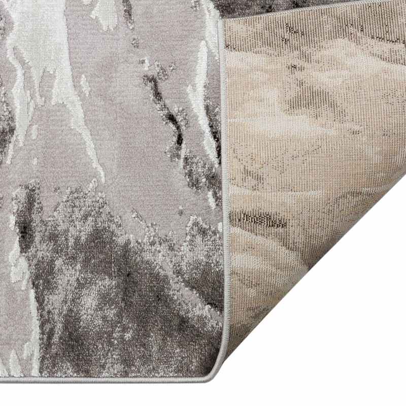 Blaze BLZ06 Abstract Marble Runner Rugs in Silver Grey