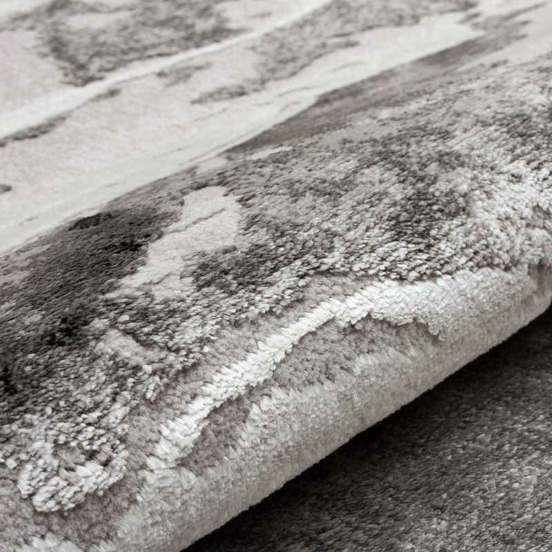 Blaze BLZ06 Abstract Marble Runner Rugs in Silver Grey