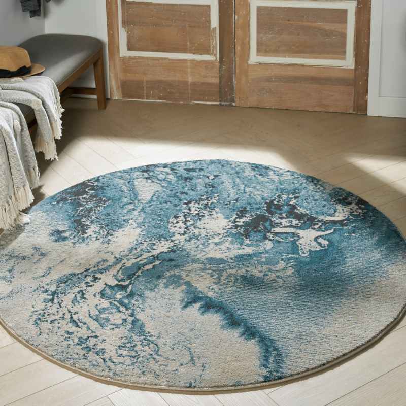 Maxell Abstract Circle Rugs MAE08 by Nourison in Ivory Teal