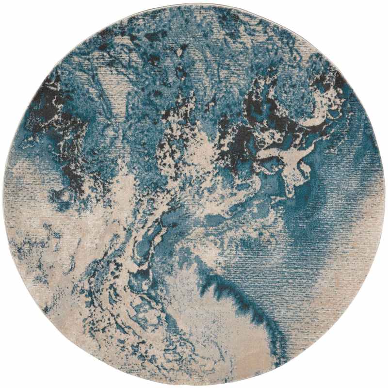 Maxell Abstract Circle Rugs MAE08 by Nourison in Ivory Teal