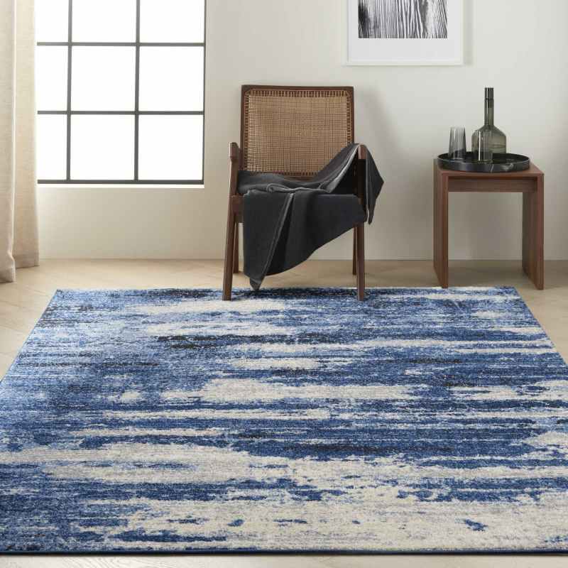 Calvin Klein Abstract Designer Rugs CK001 River Flow RFV01 in Blue Grey