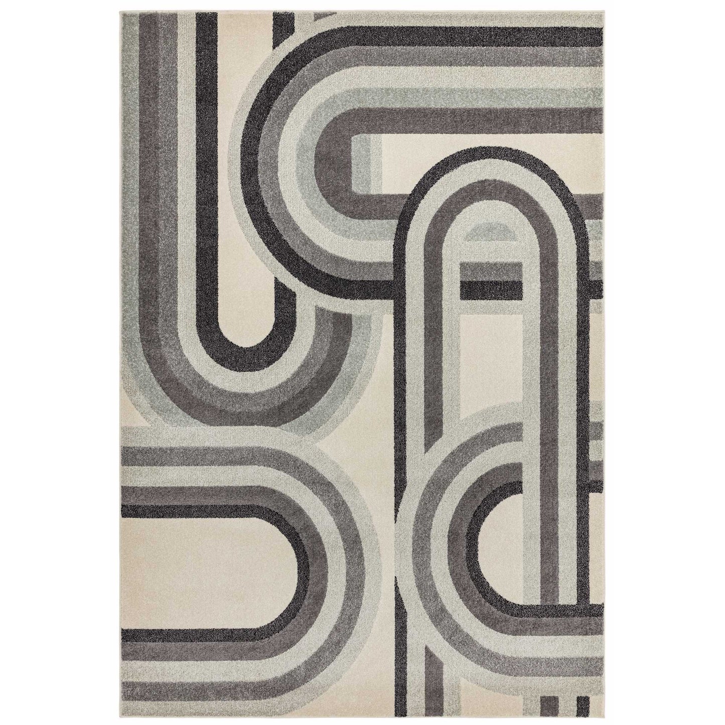 Nova Retro Geometric Rugs NV29 in Grey