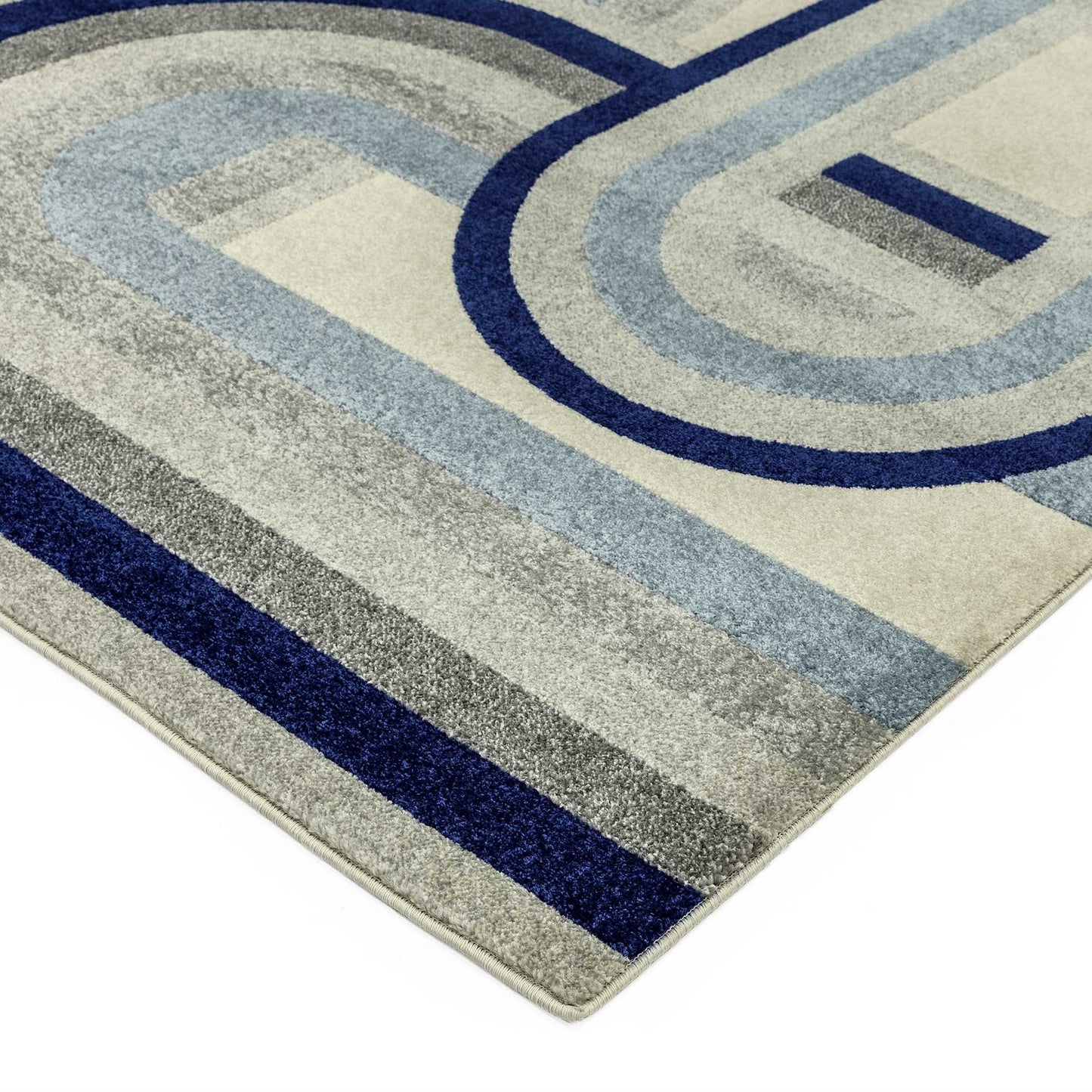 Nova Retro Geometric Rugs NV30 in Blue
