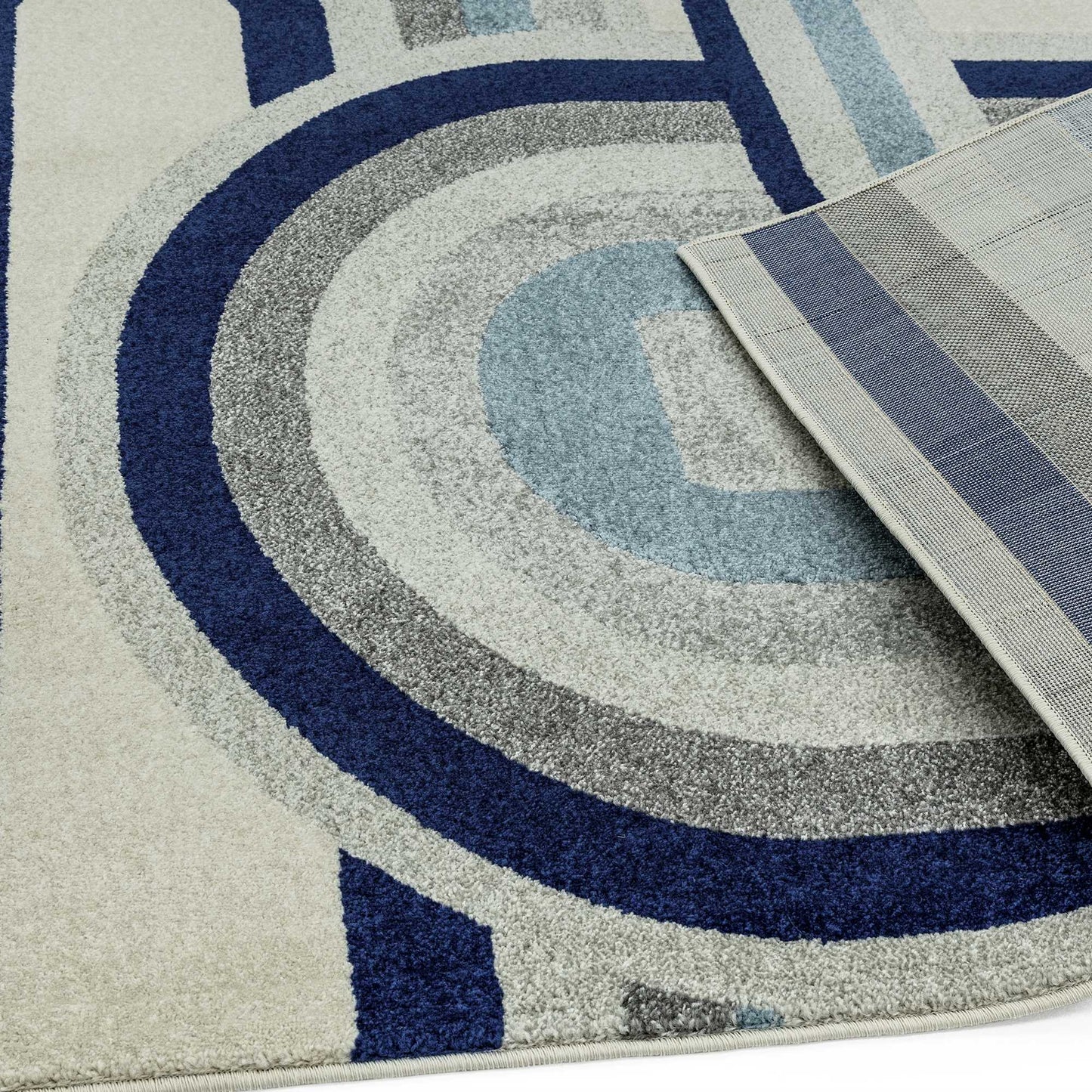 Nova Retro Geometric Rugs NV30 in Blue