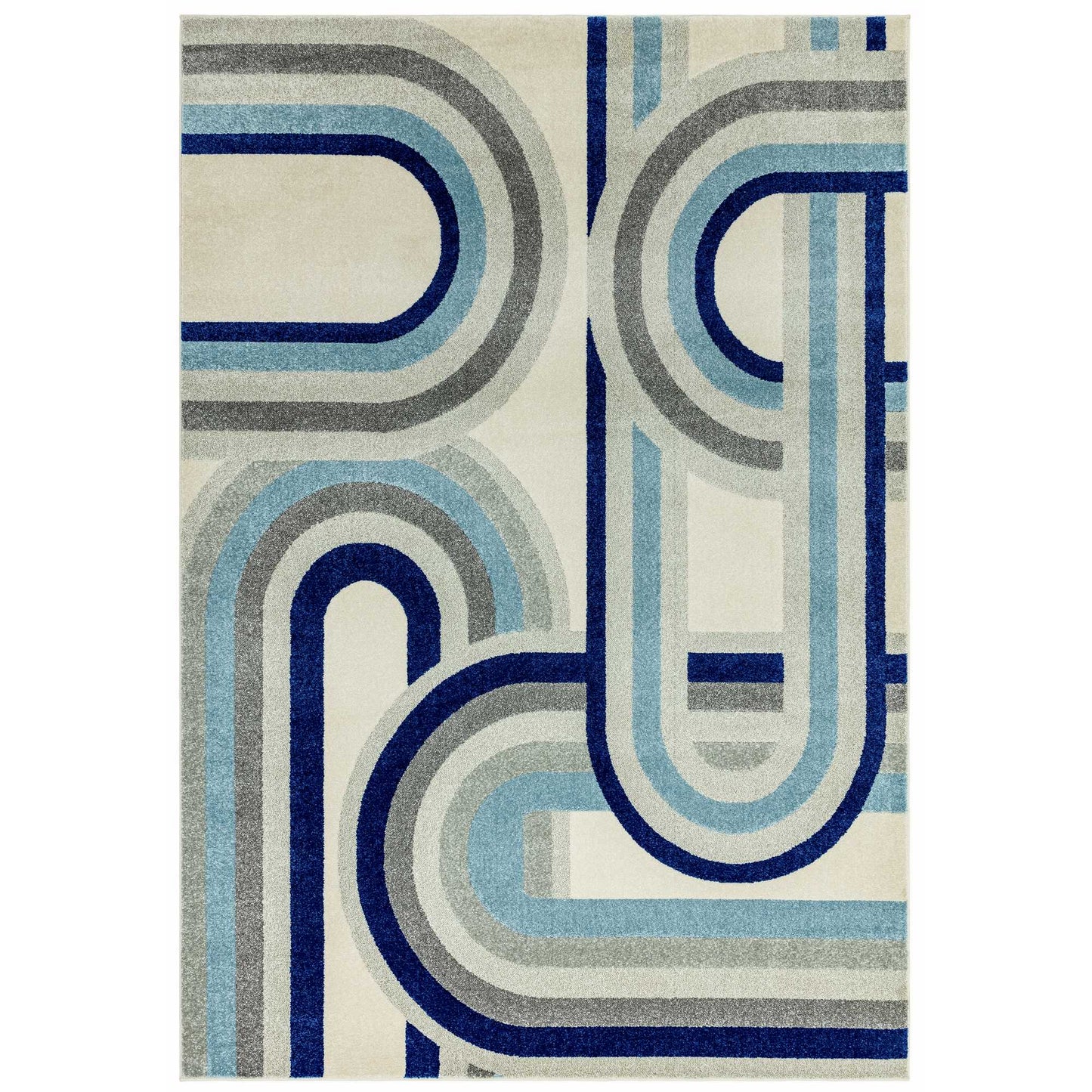 Nova Retro Geometric Rugs NV30 in Blue
