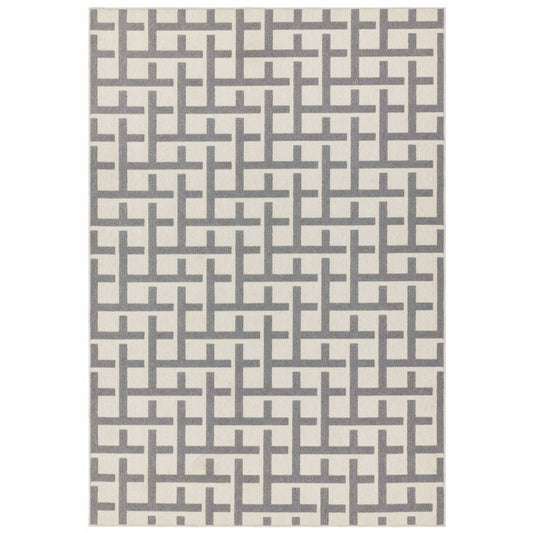 Antibes Grid Indoor Outdoor Rugs in AN03 White Grey