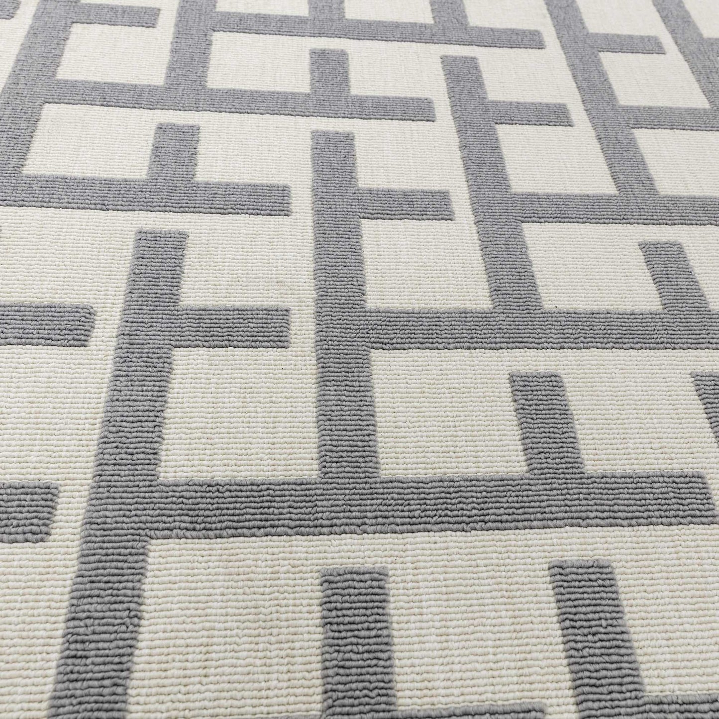 Antibes Grid Indoor Outdoor Rugs in AN03 White Grey