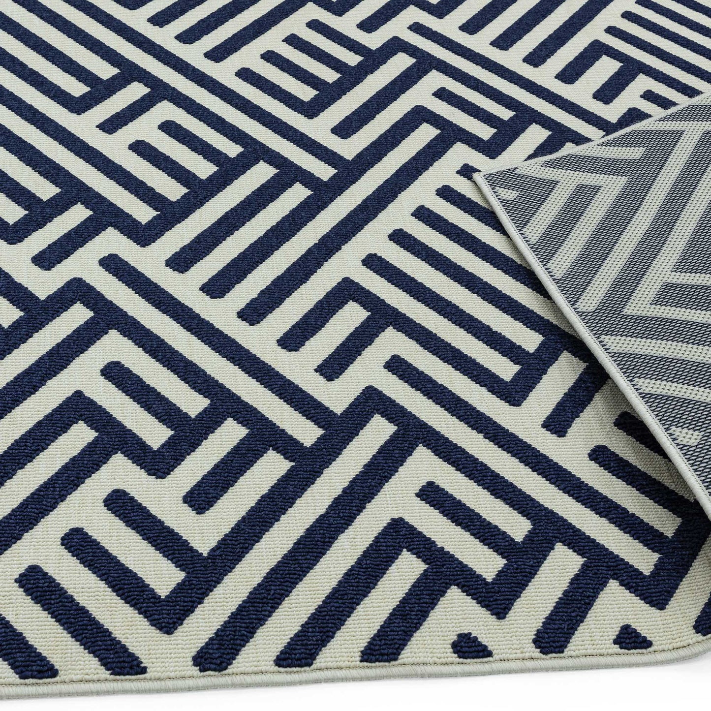 Antibes Linear Geometric Indoor Outdoor Rugs in AN04 Blue White