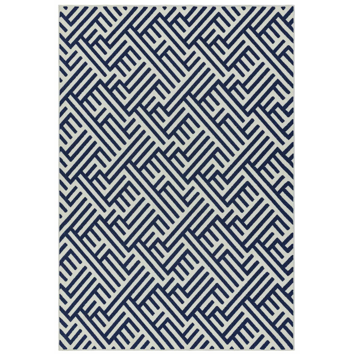 Antibes Linear Geometric Indoor Outdoor Rugs in AN04 Blue White
