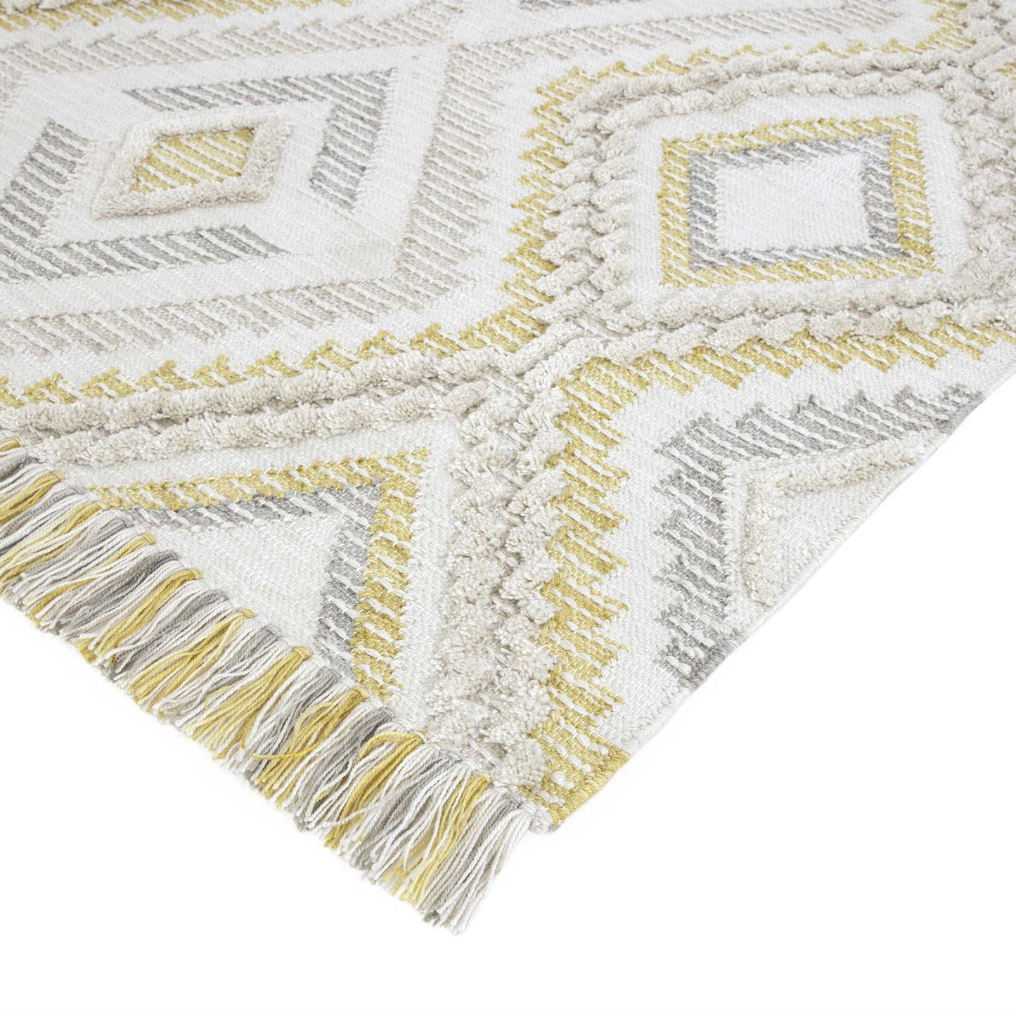 Carlton Boho Geometric Indoor Outdoor Rugs in Mustard Yellow