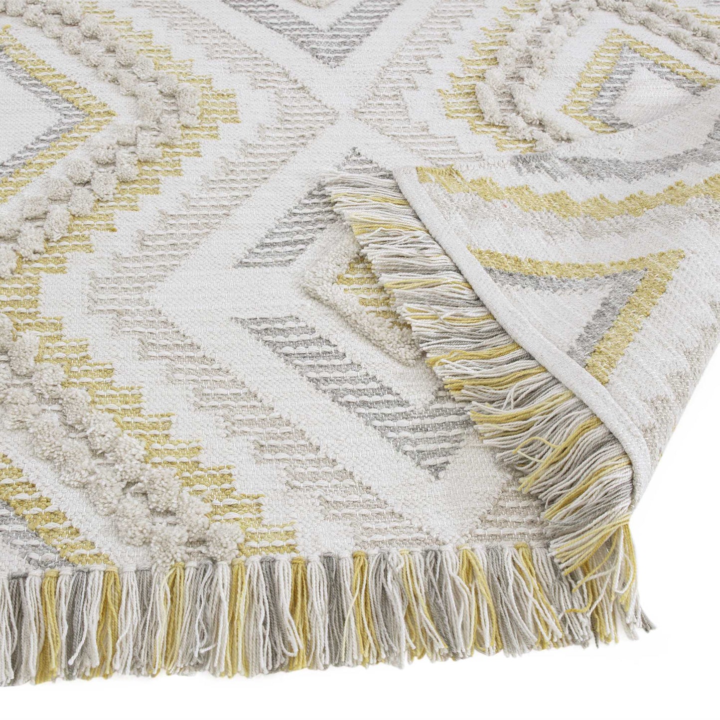 Carlton Boho Geometric Indoor Outdoor Rugs in Mustard Yellow