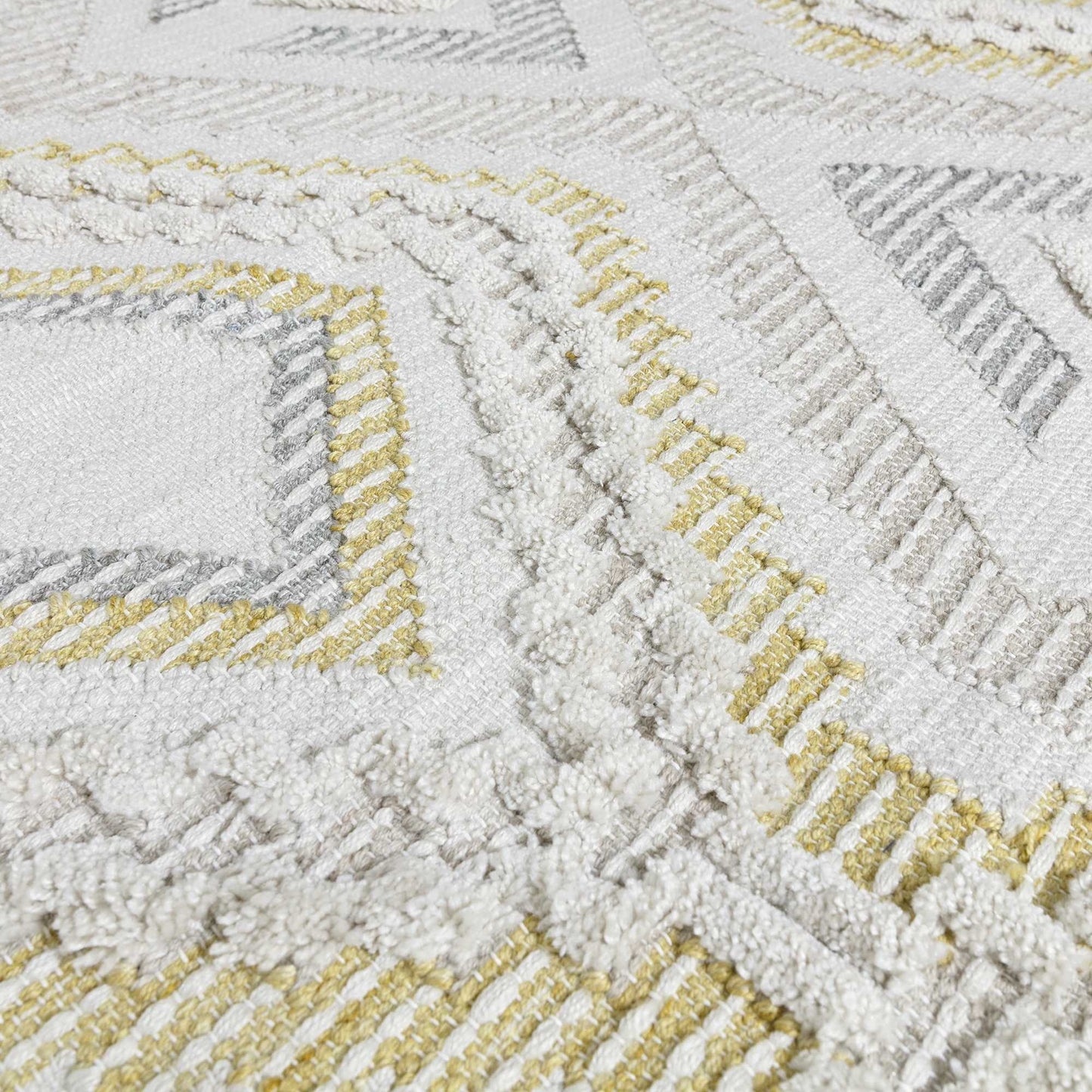 Carlton Boho Geometric Indoor Outdoor Rugs in Mustard Yellow