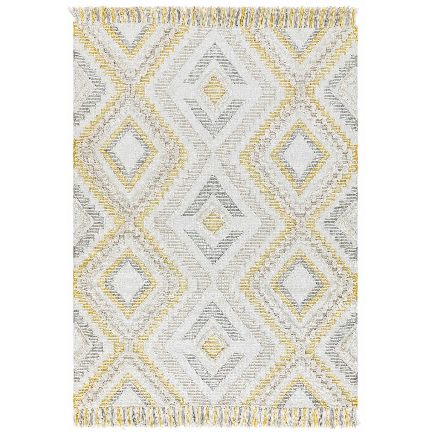 Carlton Boho Geometric Indoor Outdoor Rugs in Mustard Yellow