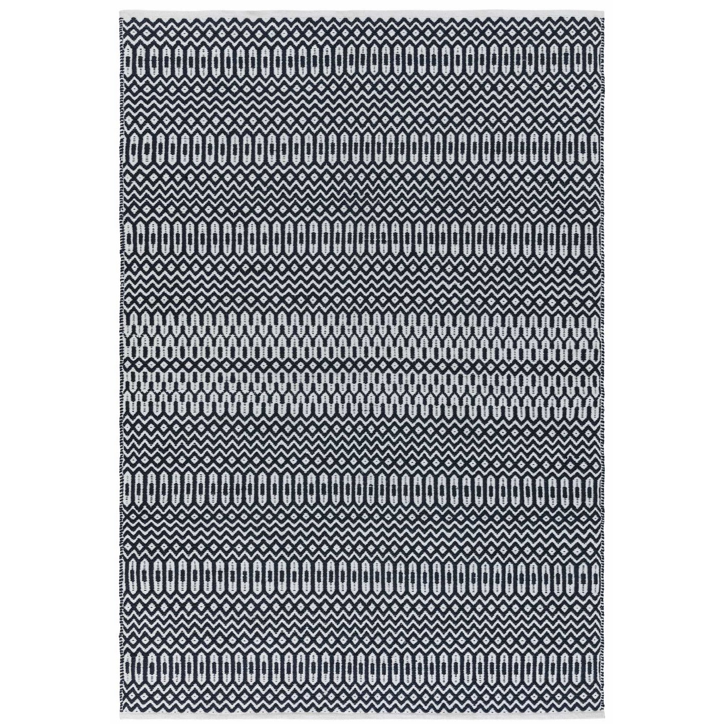 Halsey Geometric Indoor Outdoor Rugs in Black