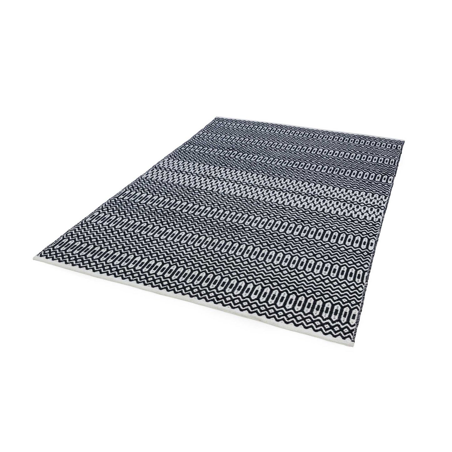 Halsey Geometric Indoor Outdoor Rugs in Black