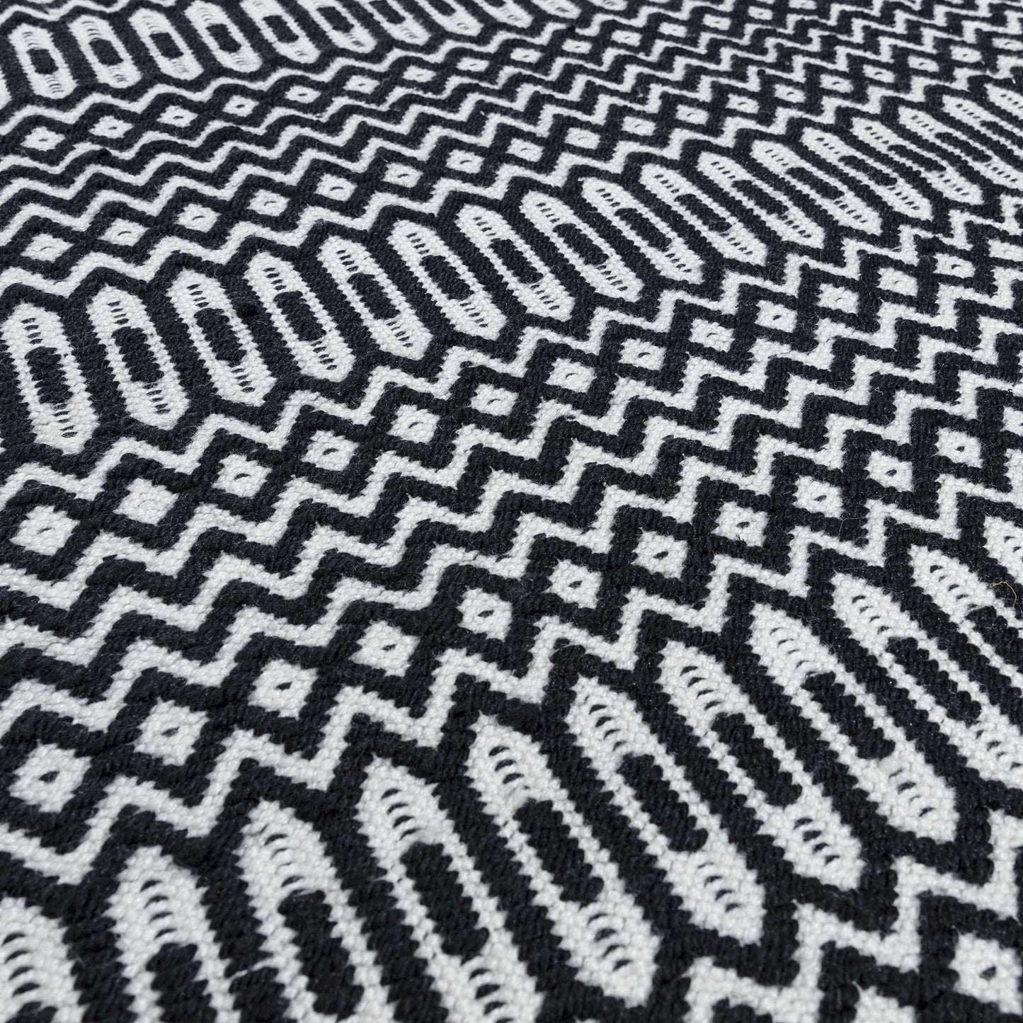 Halsey Geometric Indoor Outdoor Runner Rugs in Black