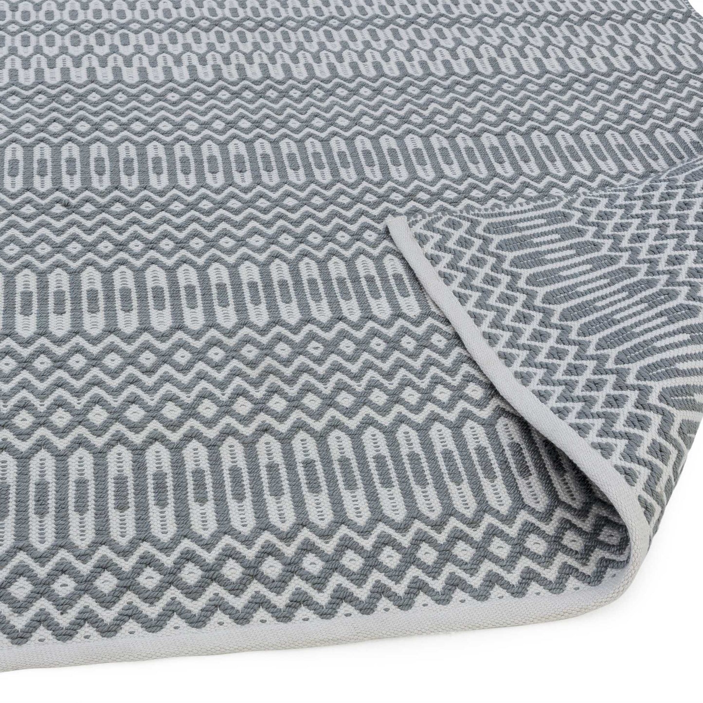 Halsey Geometric Indoor Outdoor Runner Rugs in Duck Egg Blue
