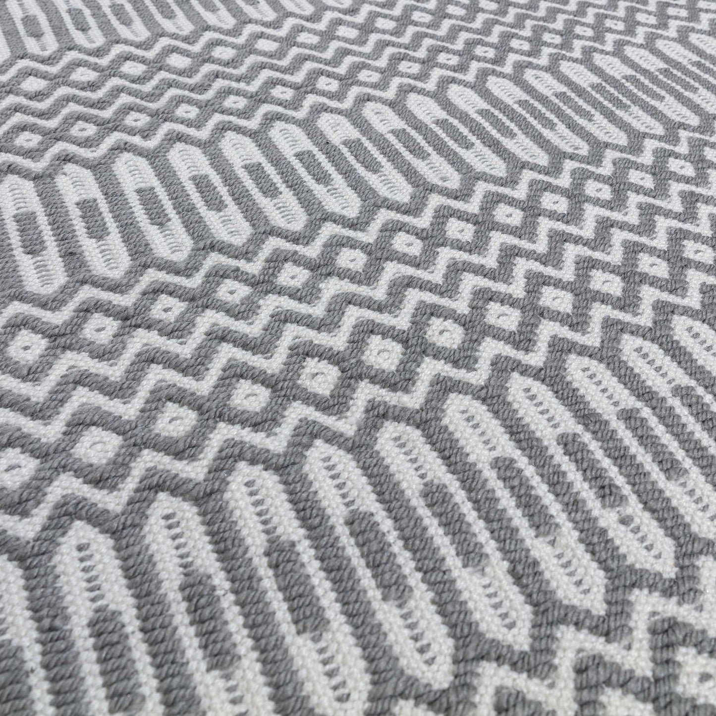 Halsey Geometric Indoor Outdoor Runner Rugs in Grey