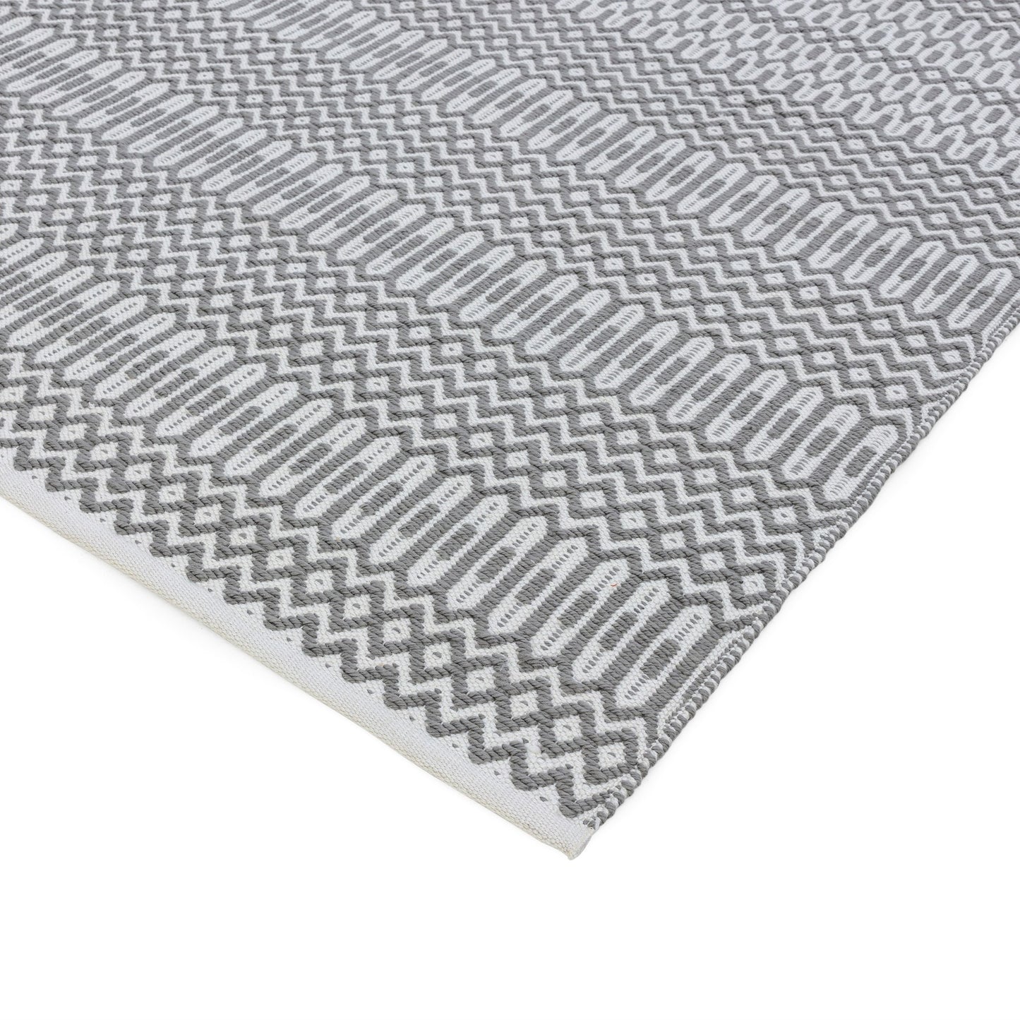 Halsey Geometric Indoor Outdoor Runner Rugs in Grey