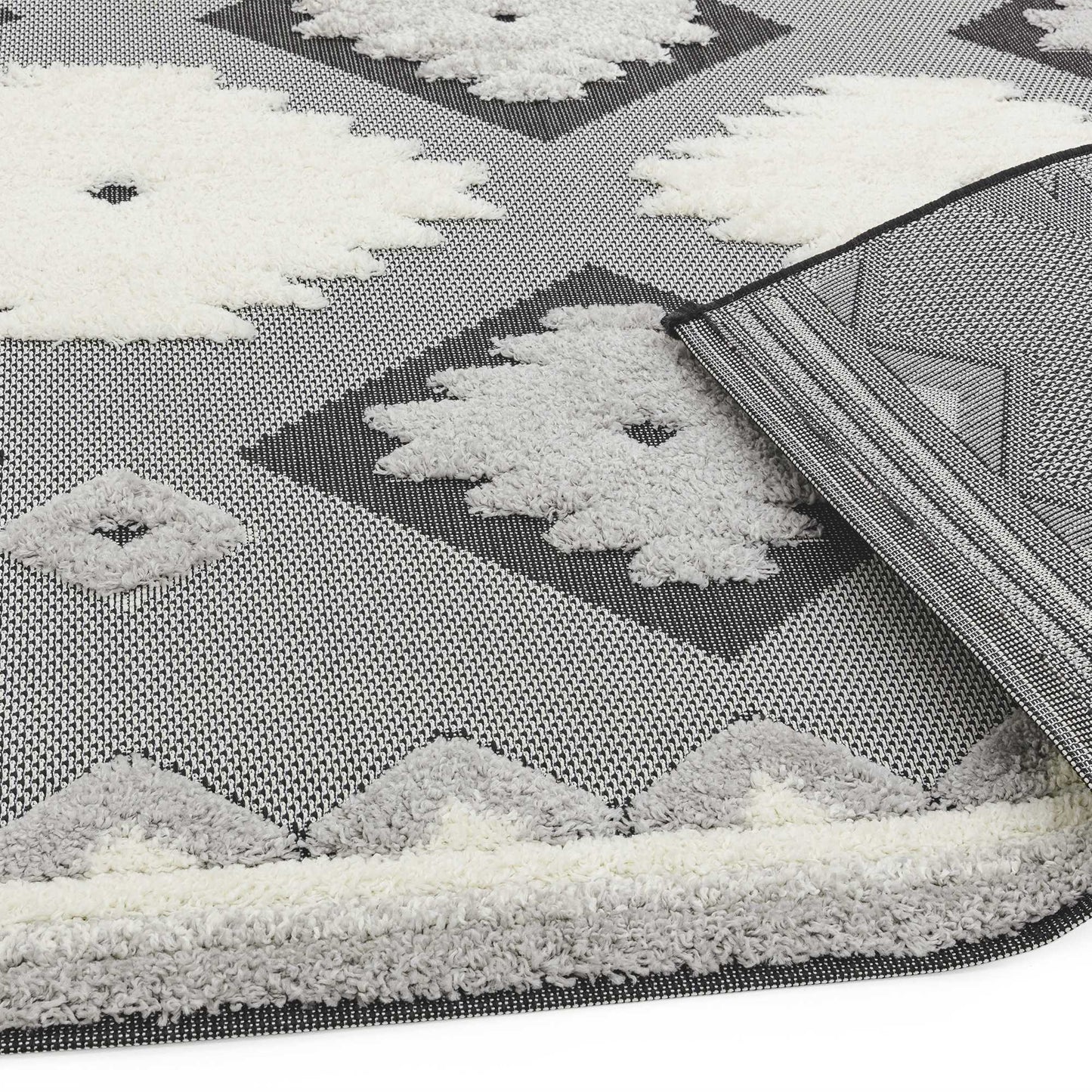 Monty Tribal Geometric Indoor Outdoor Rugs in MN01 Black Cream