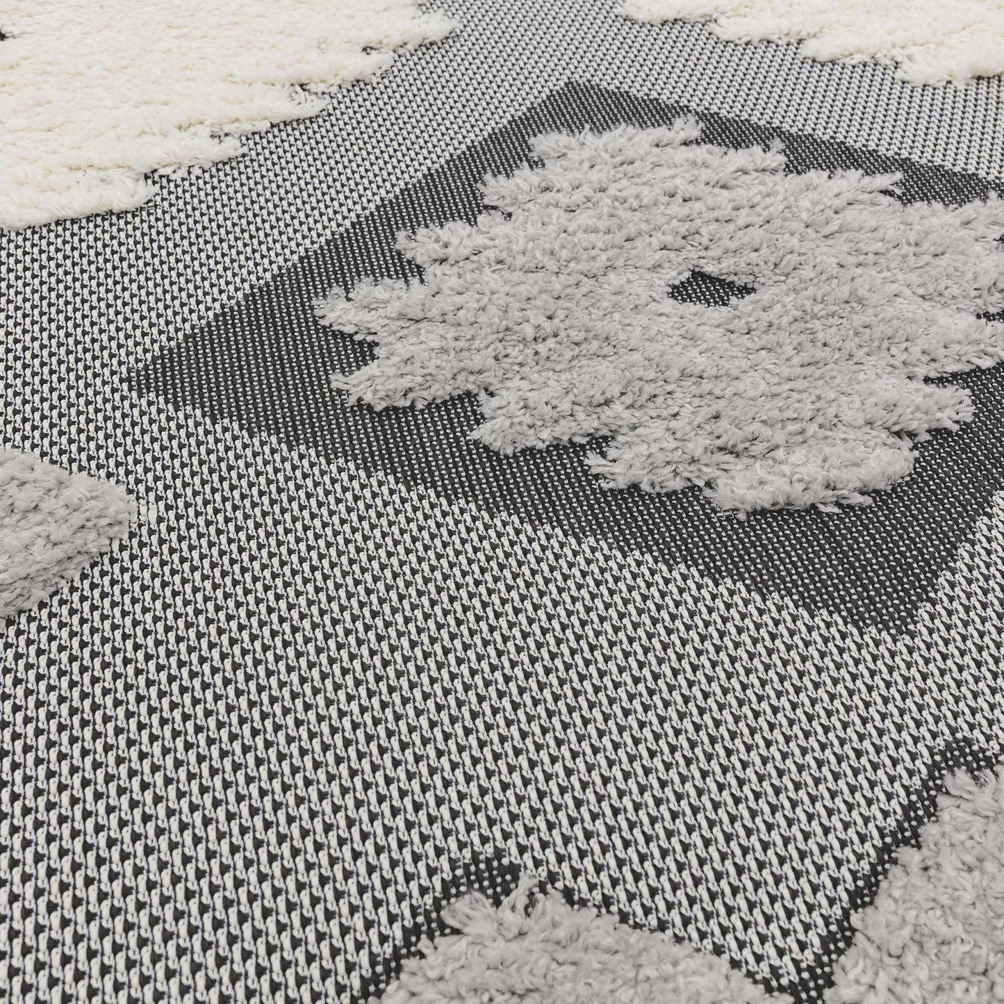 Monty Tribal Geometric Indoor Outdoor Rugs in MN01 Black Cream