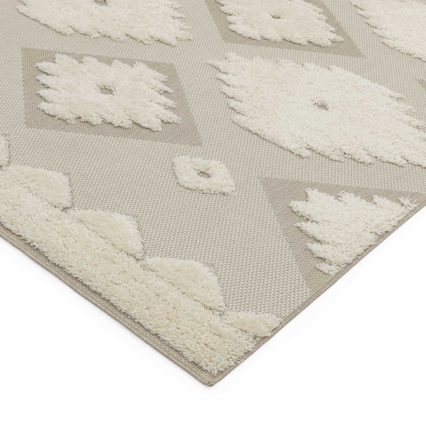 Monty Tribal Geometric Indoor Outdoor Rugs in MN02 Natural Cream