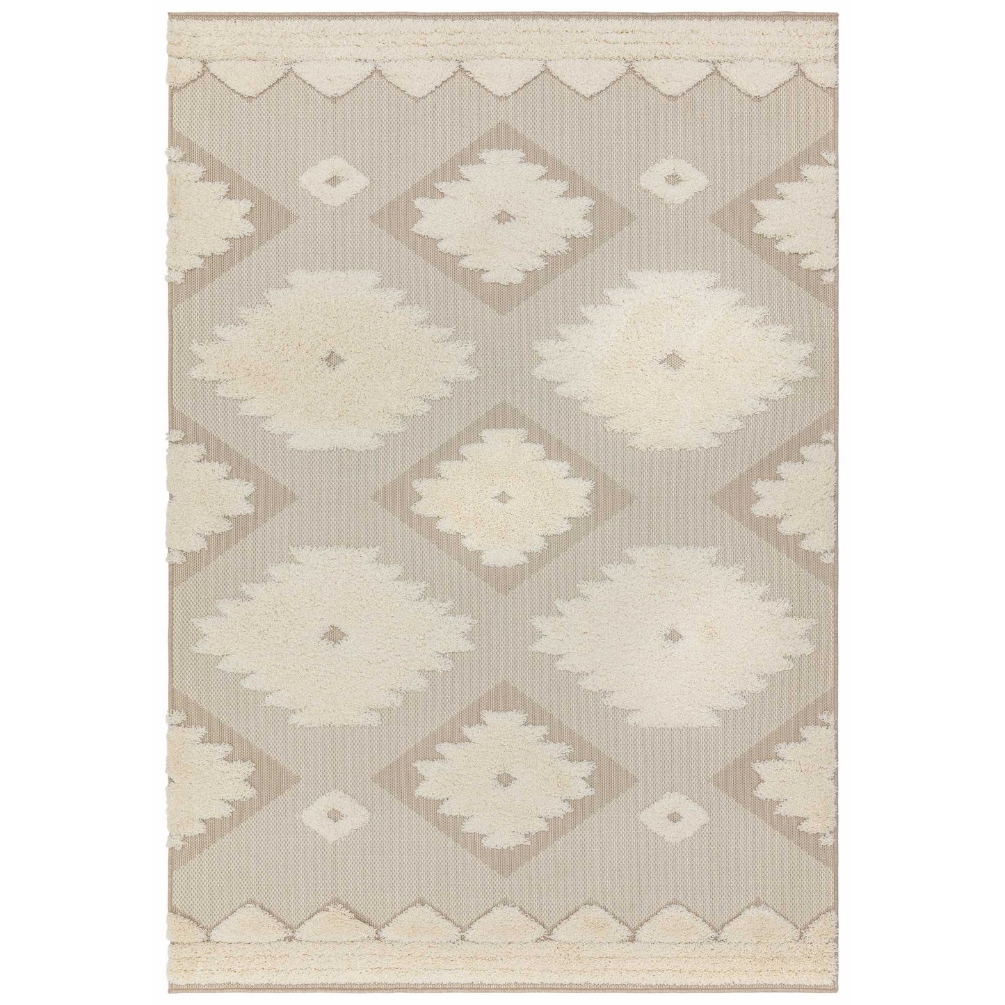 Monty Tribal Geometric Indoor Outdoor Rugs in MN02 Natural Cream
