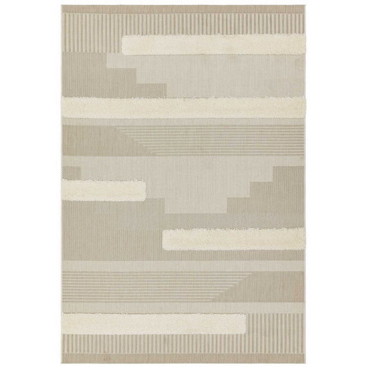 Monty Geometric Indoor Outdoor Rugs in MN06 Natural Cream