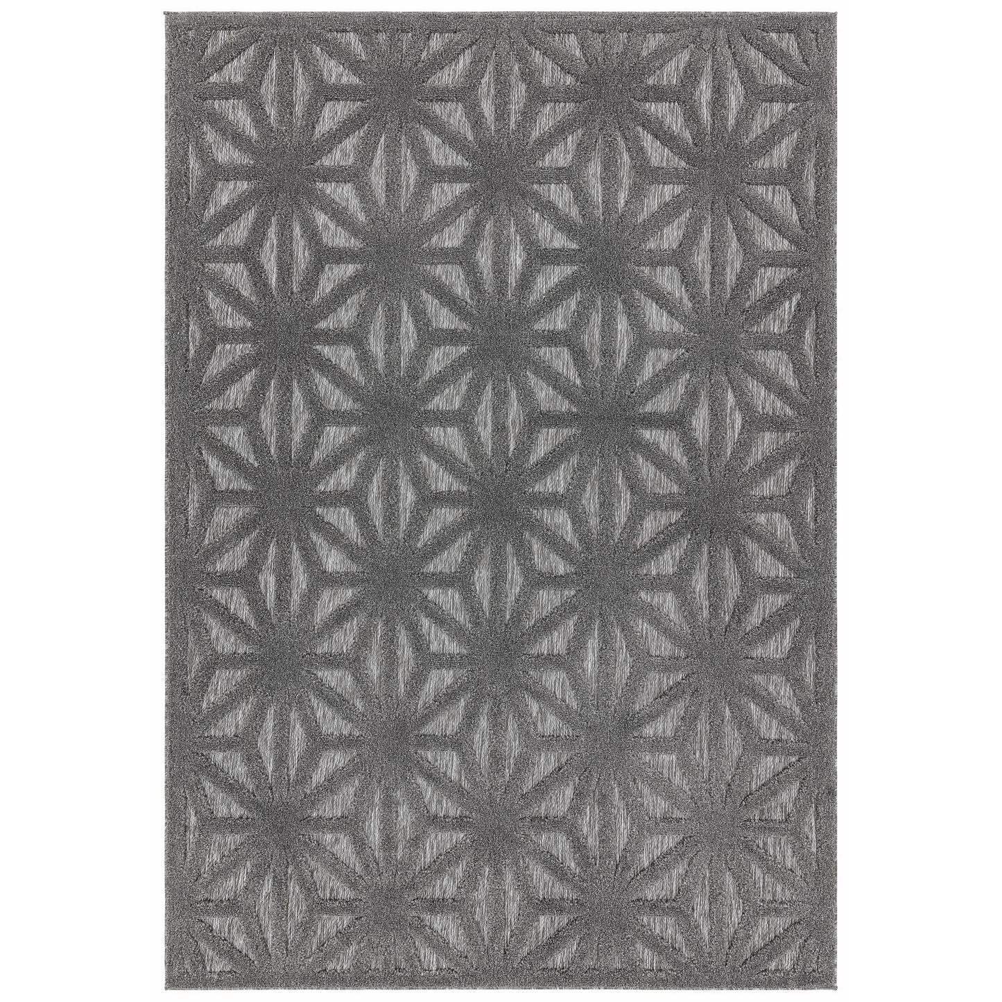 Salta Star Geometric Indoor Outdoor Rugs in SA01 Grey