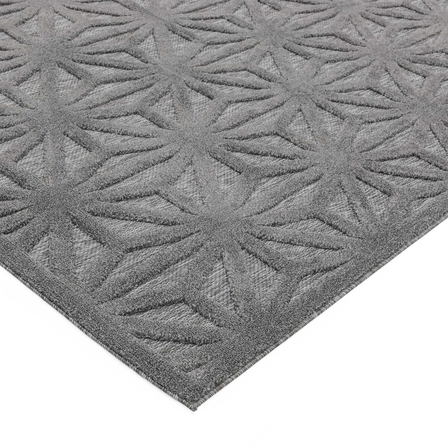 Salta Star Geometric Indoor Outdoor Rugs in SA01 Grey