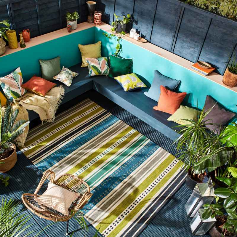 Scion Rivi Kiwi Stripe Indoor Outdoor Rugs 426908 Green