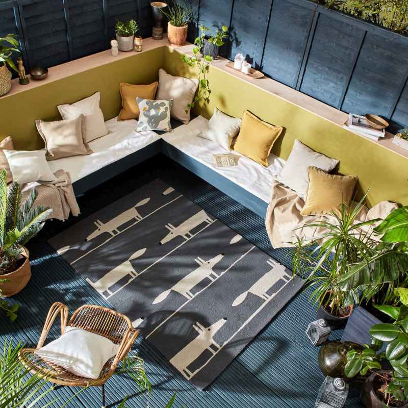 Scion Mr Fox Indoor Outdoor Rugs 425305 in Charcoal Grey